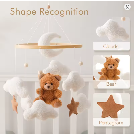 Baby Crib Mobile Rattle Toy Wooden Bed Bell